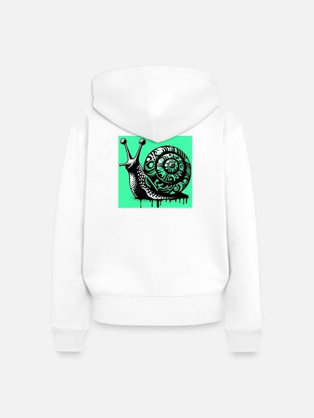 Schnecke - Frauen Premium Bio Zip Hoodie - Weiß