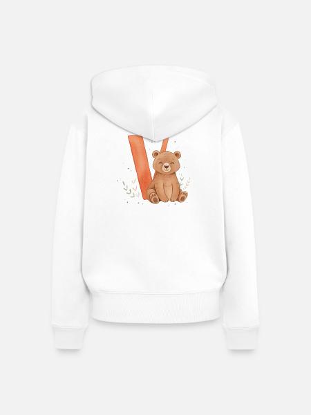 Niedlicher Bär mit V - Frauen Premium Bio Zip Hoodie - Weiß