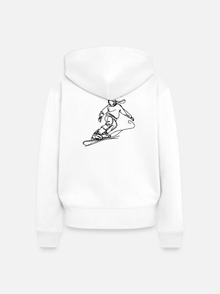 Snowboarder Zeichnung - Frauen Premium Bio Zip Hoodie - Weiß