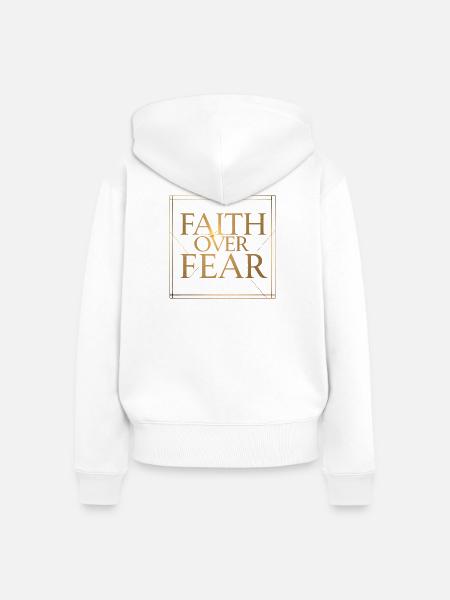 Glaube statt Angst - Frauen Premium Bio Zip Hoodie - Weiß