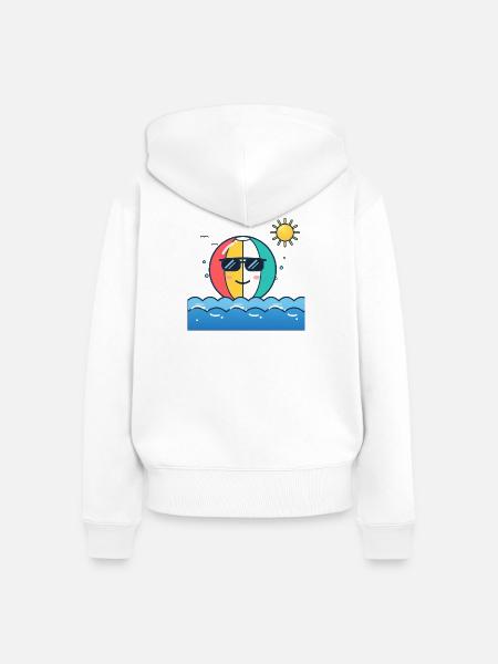 Strandkugel mit Sonnenbrille - Frauen Premium Bio Zip Hoodie - Weiß