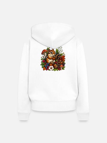 Eichhörnchen Herbsternte Illustration - Frauen Premium Bio Zip Hoodie - Weiß