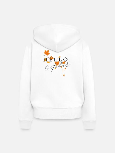 Hello October | Herbstblätter Design - Frauen Premium Bio Zip Hoodie - Weiß