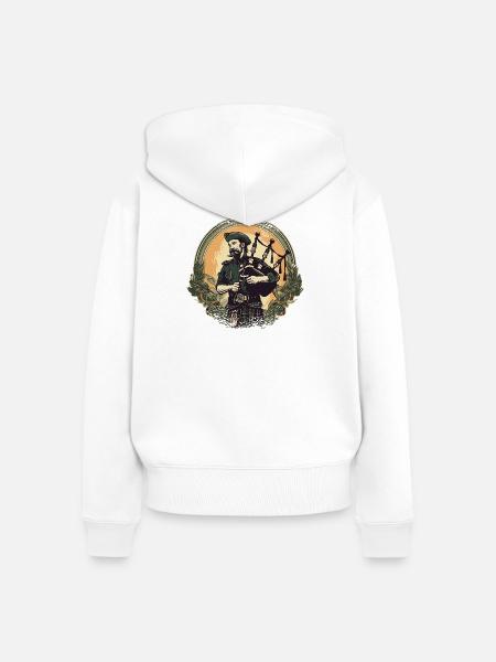 Dudelsackspieler schottischer Bagpipe-Sound - Frauen Premium Bio Zip Hoodie - Weiß