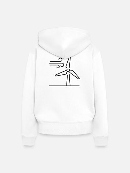 Windturbinen-Linien-Symbol - Frauen Premium Bio Zip Hoodie - Weiß
