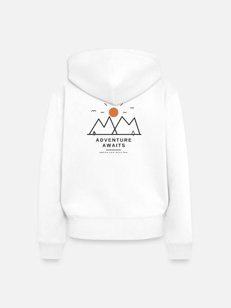 Adventure Awaits - Frauen Premium Bio Zip Hoodie - Weiß