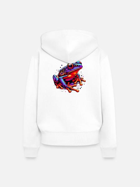 Frosch - Frauen Premium Bio Zip Hoodie - Weiß