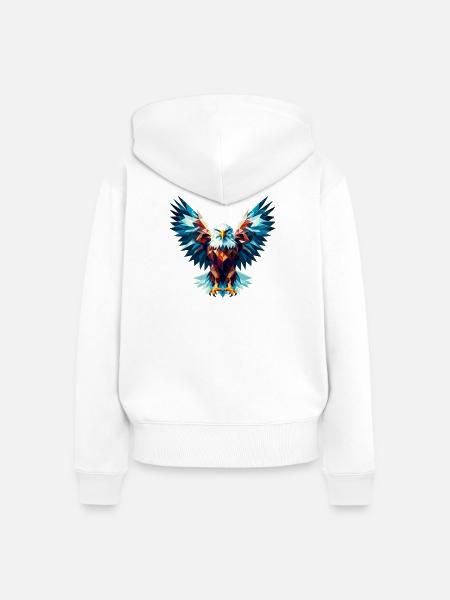 Polygonaler Adler - Frauen Premium Bio Zip Hoodie - Weiß