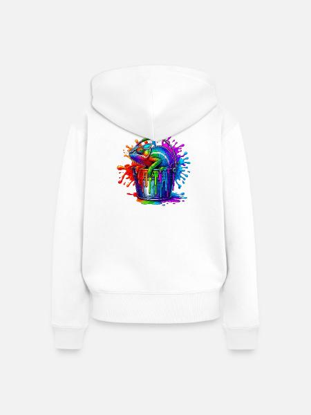 Chamäleon - Frauen Premium Bio Zip Hoodie - Weiß