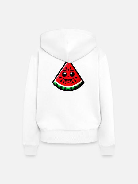 Wassermelone - Frauen Premium Bio Zip Hoodie - Weiß