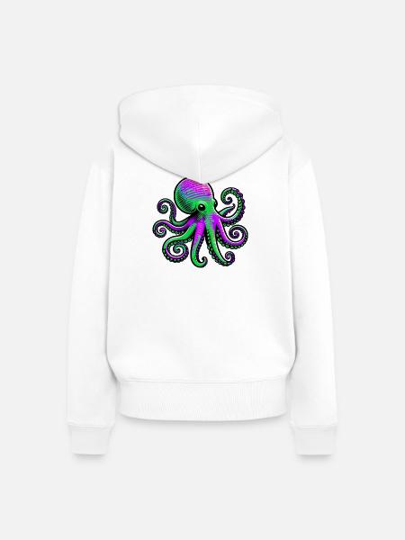 Krake - Frauen Premium Bio Zip Hoodie - Weiß