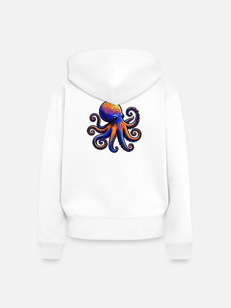 Krake - Frauen Premium Bio Zip Hoodie - Weiß