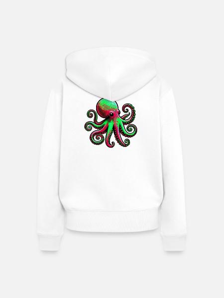 Krake - Frauen Premium Bio Zip Hoodie - Weiß