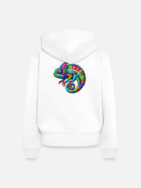 Chamäleon - Frauen Premium Bio Zip Hoodie - Weiß