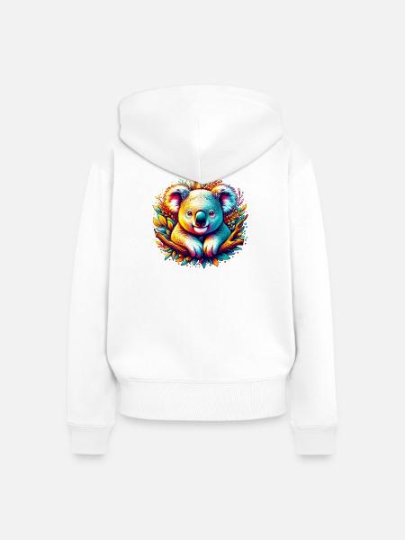 Koala - Frauen Premium Bio Zip Hoodie - Weiß