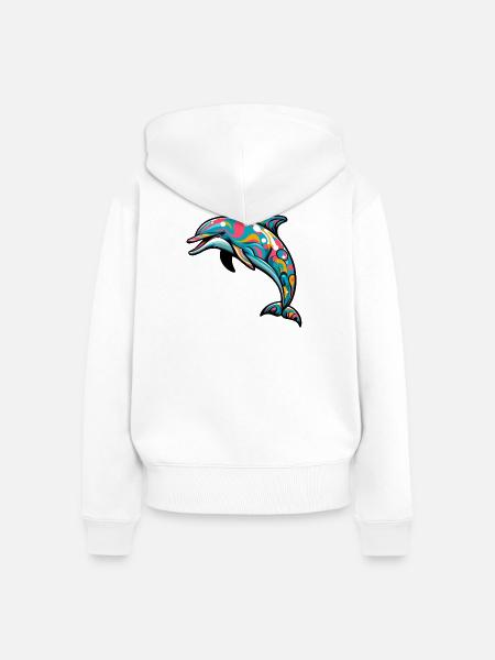 Delfin - Frauen Premium Bio Zip Hoodie - Weiß