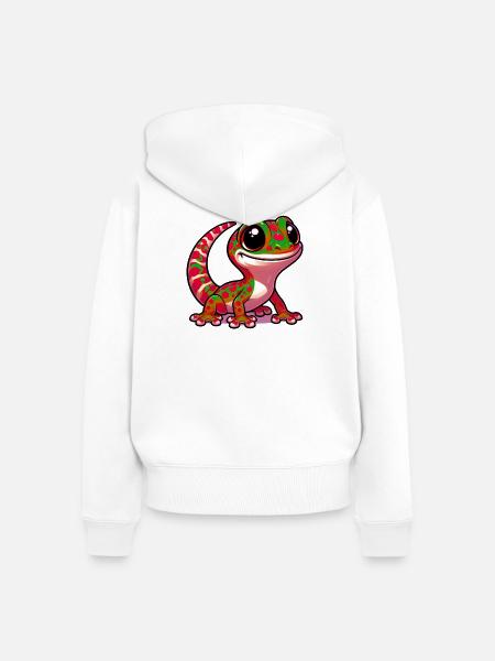 Gecko - Frauen Premium Bio Zip Hoodie - Weiß