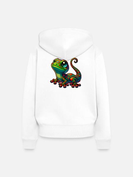 Gecko - Frauen Premium Bio Zip Hoodie - Weiß