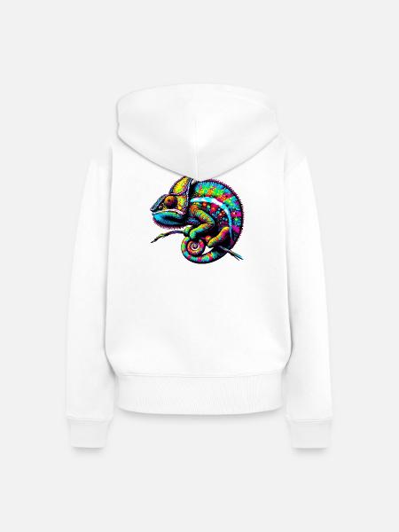 Chamäleon - Frauen Premium Bio Zip Hoodie - Weiß