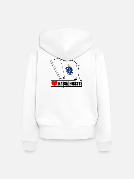 Flagge Massachusetts Herz MASSACHUSETTS - Frauen Premium Bio Zip Hoodie - Weiß