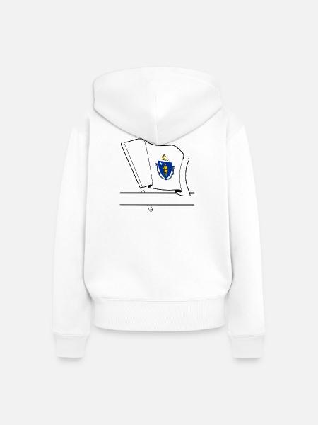 Flagge Massachusetts Textbanner - Frauen Premium Bio Zip Hoodie - Weiß