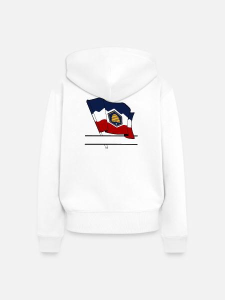 Flagge Utah Textbanner - Frauen Premium Bio Zip Hoodie - Weiß