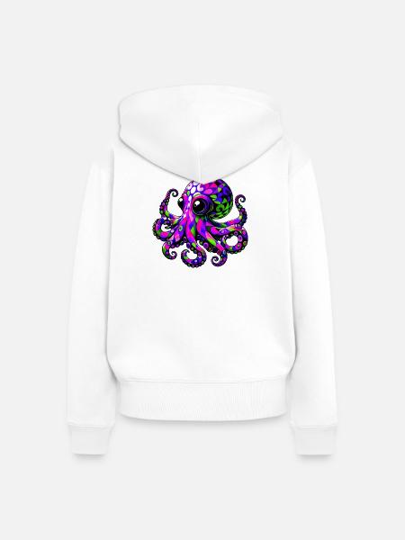 Krake - Frauen Premium Bio Zip Hoodie - Weiß