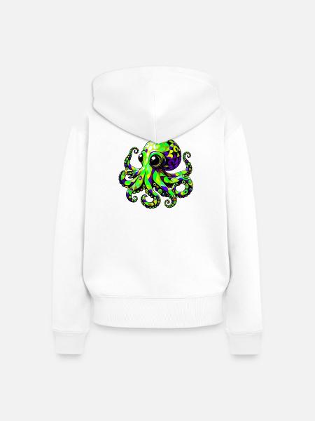 Krake - Frauen Premium Bio Zip Hoodie - Weiß
