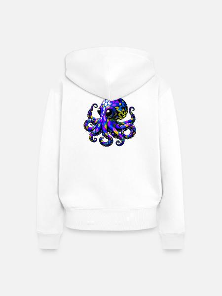Krake - Frauen Premium Bio Zip Hoodie - Weiß