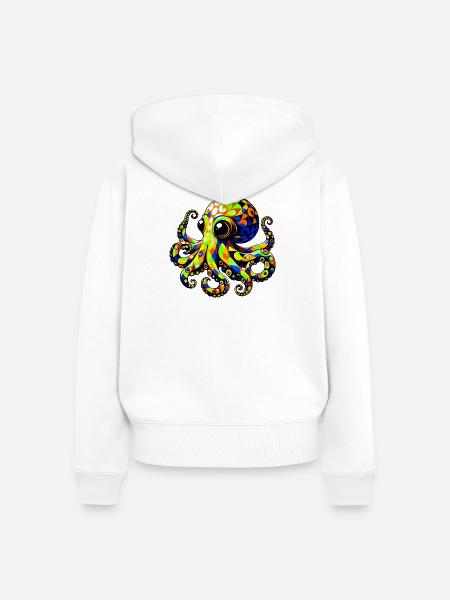 Krake - Frauen Premium Bio Zip Hoodie - Weiß