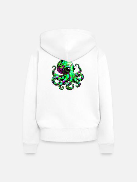 Krake - Frauen Premium Bio Zip Hoodie - Weiß