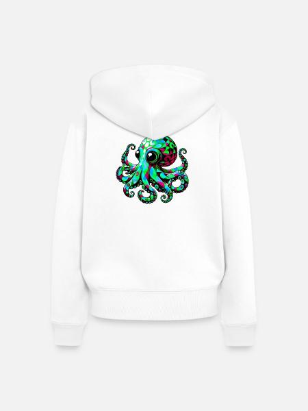 Krake - Frauen Premium Bio Zip Hoodie - Weiß