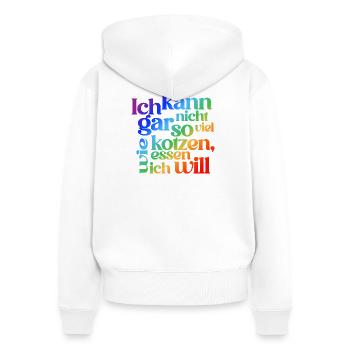 FUNNY VOMITING QUOTE REVERSED - LGBTQ - Women's Premium Organic Zip Hoodie - white - Back - AI Model Female 172 light (172cm)