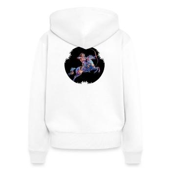 Constellation géométrique du Sagittaire - Sweat à capuche zippé Premium bio Femme - blanc - Dos - AI Model Female 172 light (172cm)