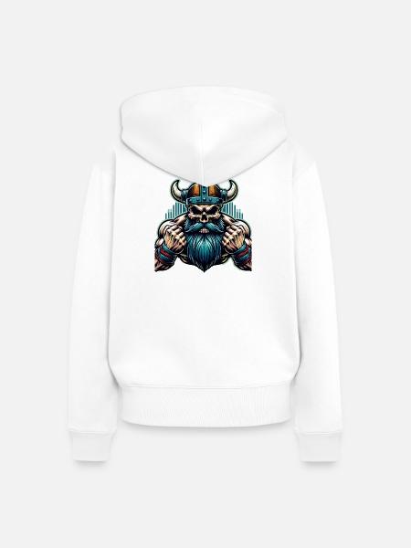 Viking Skull - Frauen Premium Bio Zip Hoodie - Weiß