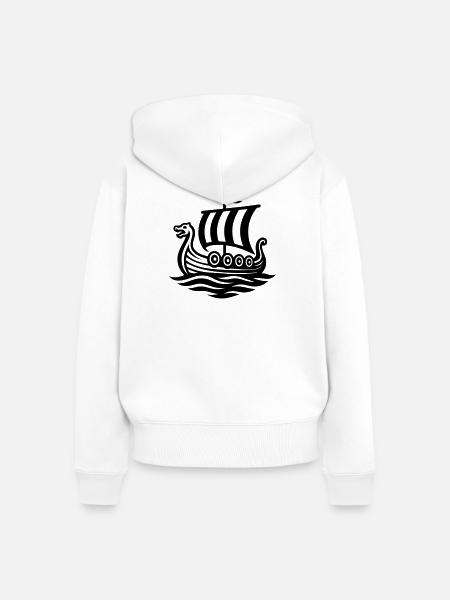 Wikingerschiff Drachenboot Wikinger - Frauen Premium Bio Zip Hoodie - Weiß
