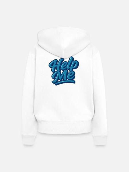 Hilfe Me Blau Script Logo - Frauen Premium Bio Zip Hoodie - Weiß