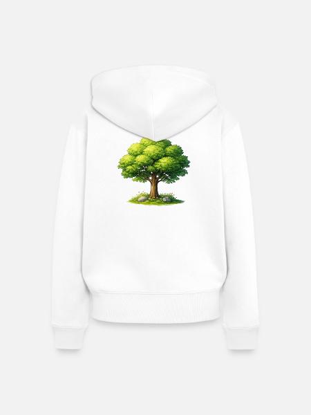 Baum im Sonnenlicht - Frauen Premium Bio Zip Hoodie - Weiß