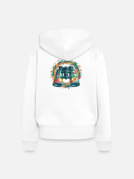Tropen-Entdecker Binokular-Illustration - Frauen Premium Bio Zip Hoodie - Weiß