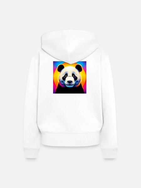 Panda - Frauen Premium Bio Zip Hoodie - Weiß