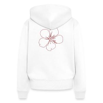 Cherry Blossom Flower Sketch - Women's Premium Organic Zip Hoodie - white - Back - AI Model Female 172 light (172cm)