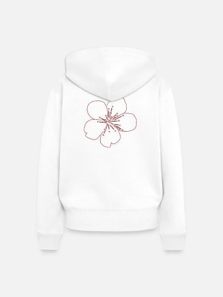 Kirschblüten-Blüten-Sketch - Frauen Premium Bio Zip Hoodie - Weiß