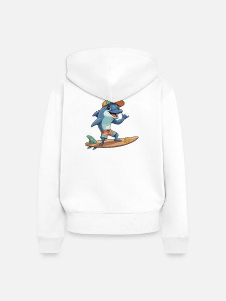 Surfer Delfin Strandlook - Frauen Premium Bio Zip Hoodie - Weiß