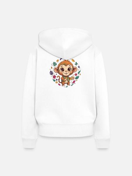 Tropischer Affe mit Banane - Frauen Premium Bio Zip Hoodie - Weiß