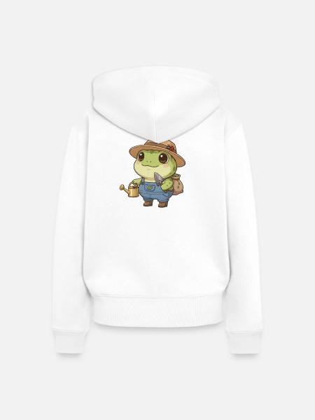 Frosch als Gärtner - Frauen Premium Bio Zip Hoodie - Weiß