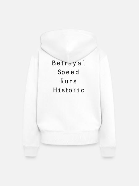 Verrats-Speedruns historisch - Frauen Premium Bio Zip Hoodie - Weiß