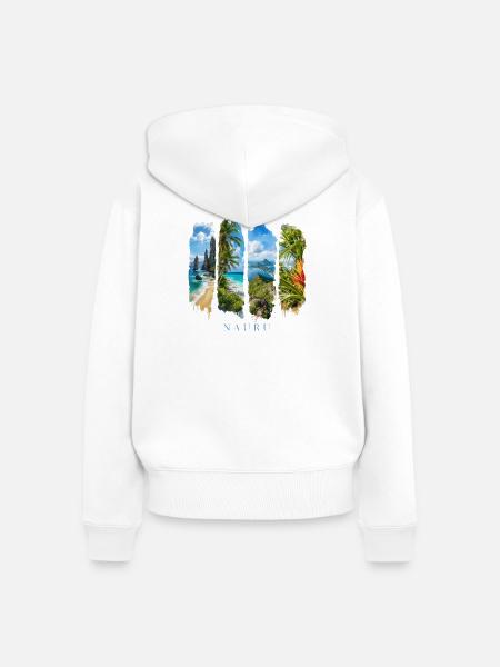 Nauru Urlaub Travel – Südsee Insel & Strand - Frauen Premium Bio Zip Hoodie - Weiß