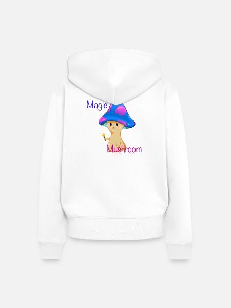 Magischer Pilz mit Zauberstab - Frauen Premium Bio Zip Hoodie - Weiß
