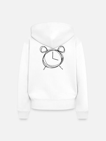 Wecker handgezeichnet - Frauen Premium Bio Zip Hoodie - Weiß