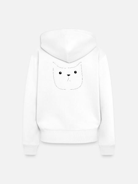 Katzenkopf Silhouette Minimal - Frauen Premium Bio Zip Hoodie - Weiß